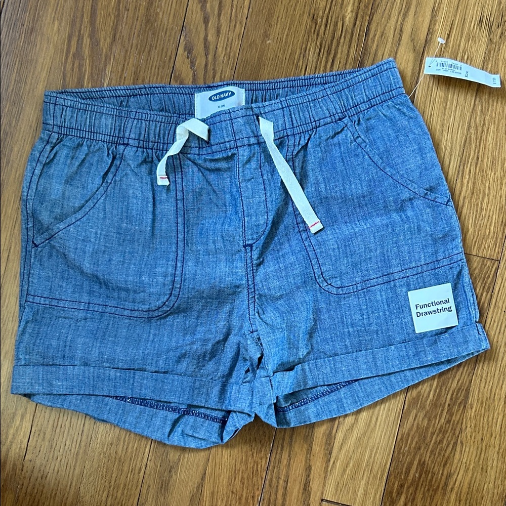 Old Navy Lightweight Chambray Drawstring Shorts in Light Blue